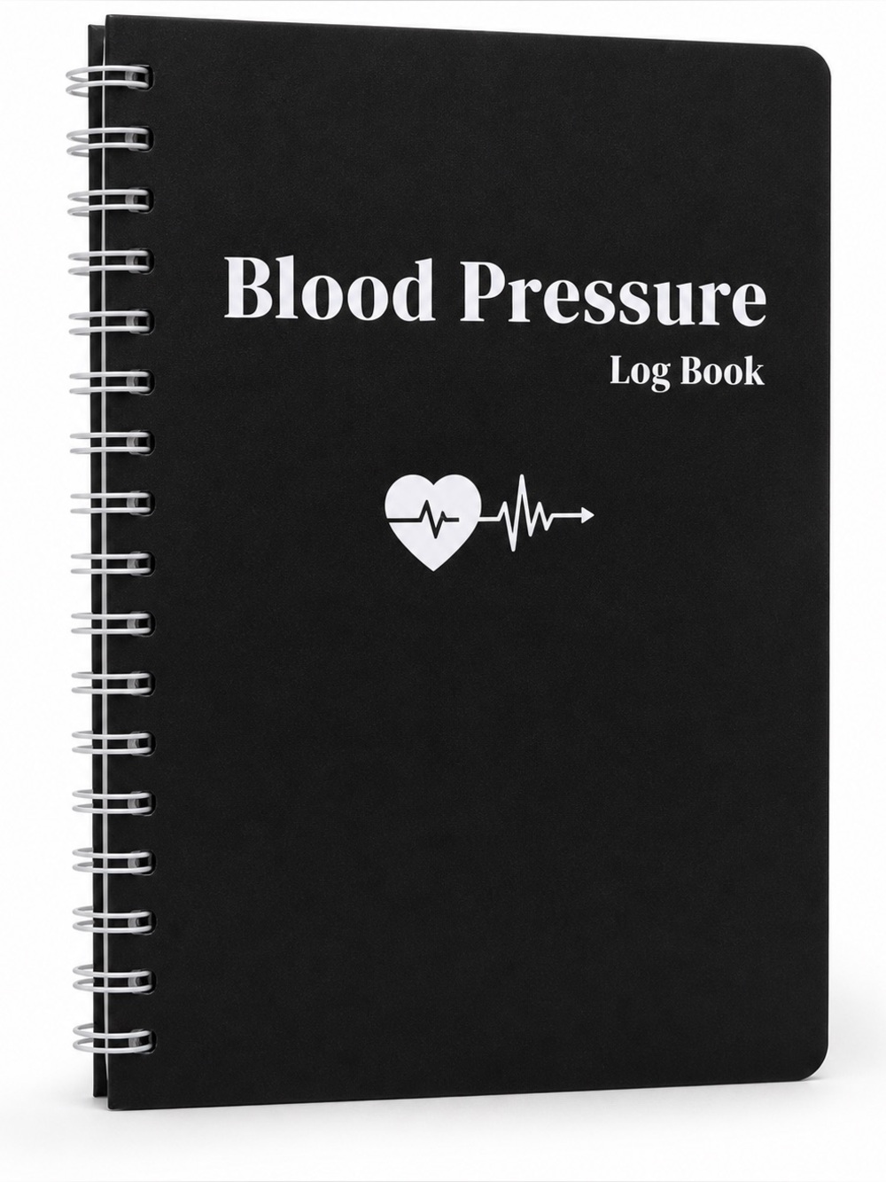 Black Blood Pressure Log Book with Spiral Binding